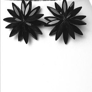 Black Crystal Floral Starburst Earrings